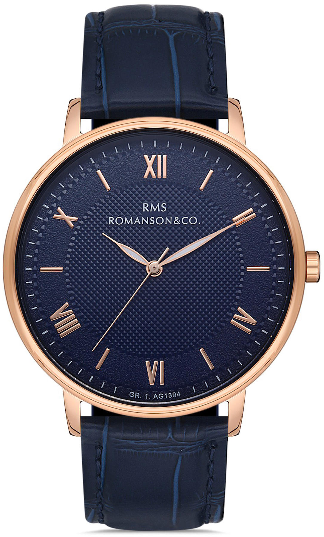 Romanson GR.1.AG1394.15 43 mm Lacivert Deri Kordon Analog Kol Saati