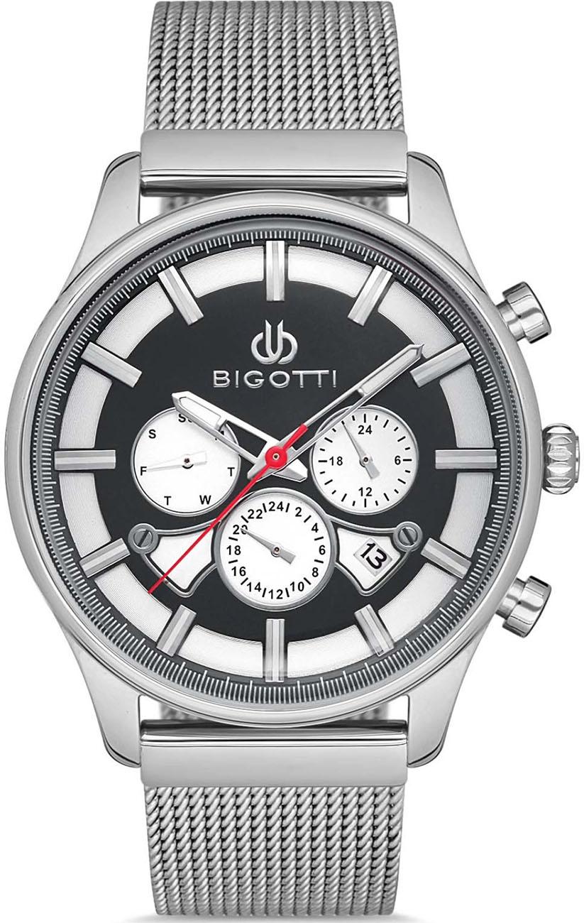 Bigotti BG.1.10110.1 Takvimli 44 mm Çelik-Hasır Kordon Analog Kol Saati