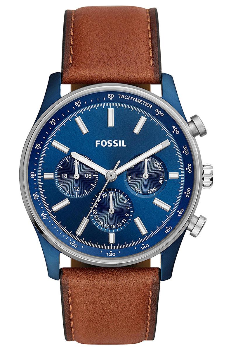 Fossil FBQ2512 Takvimli 44 mm Kahverengi Deri Kordon Analog Erkek Kol Saati