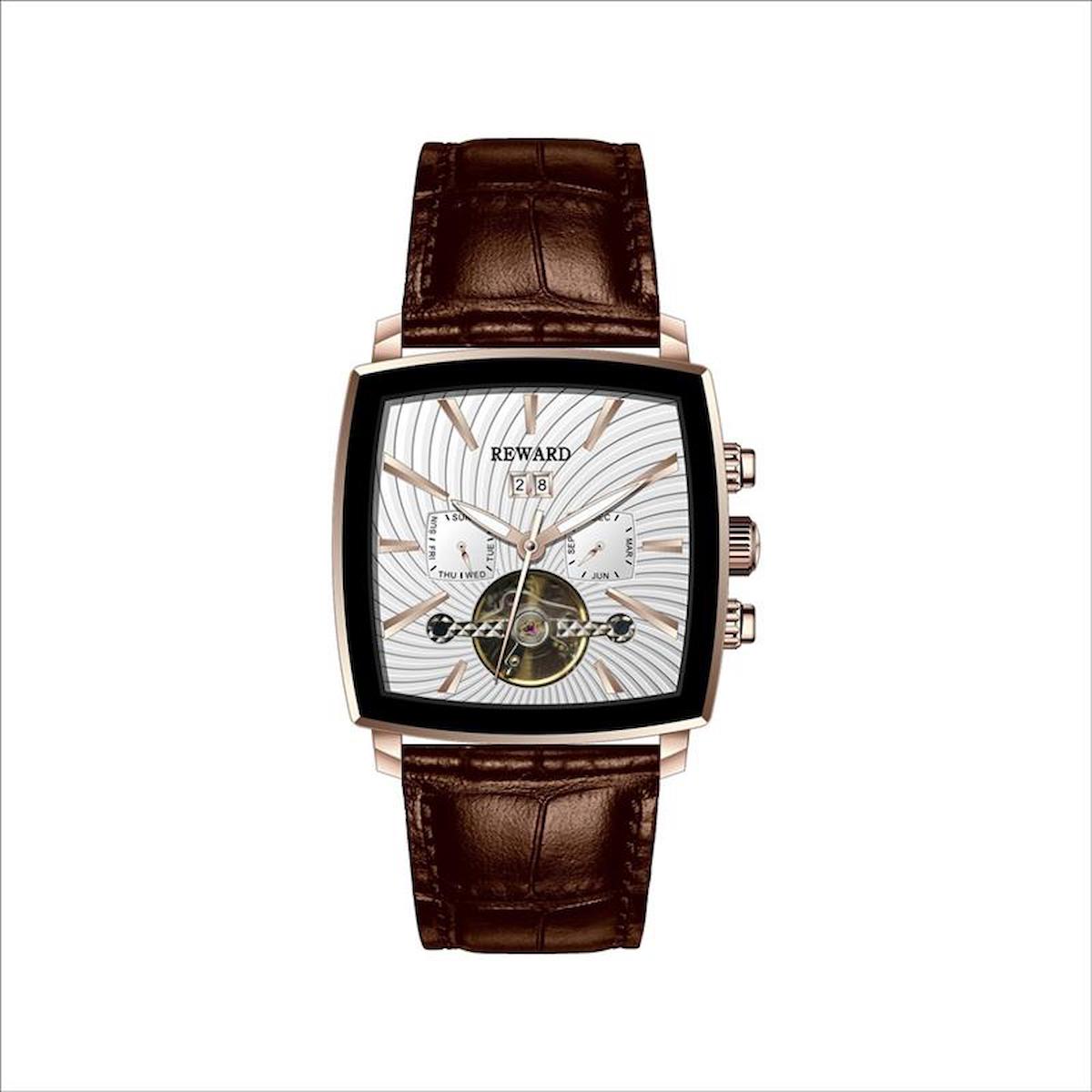 Reward A143116 Takvimli 42 mm Kahverengi Deri Kordon Analog Erkek Kol Saati