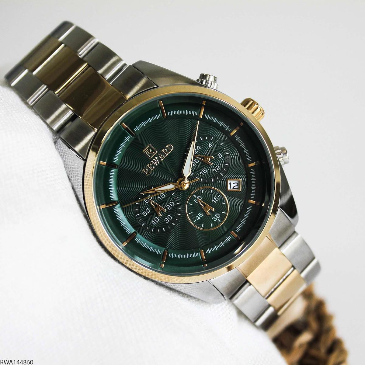 Reward RWA144860 Takvimli 43 mm Gri-Sarı Çelik Kordon Analog Erkek Kol Saati