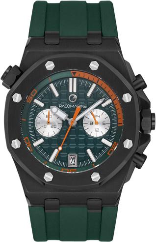 Pacomarine PM.61159.08 Takvimli 42 mm Yeşil Silikon Kordon Analog Erkek Kol Saati