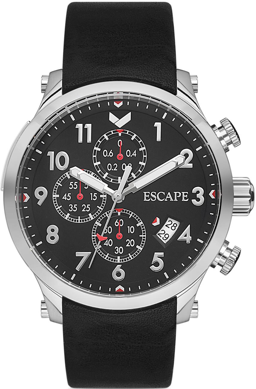Escape EC1136-103 Takvimli Siyah Deri Kordon Analog Kol Saati