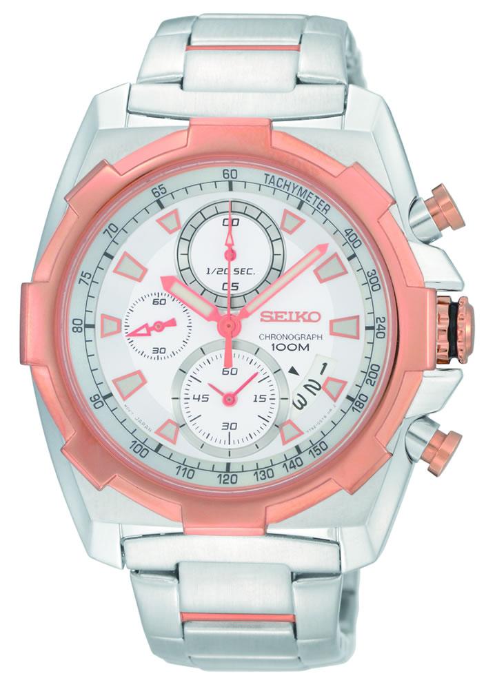 Seiko SNDD50P Takvimli 42 mm Gri-Pembe Çelik Kordon Analog Kol Saati