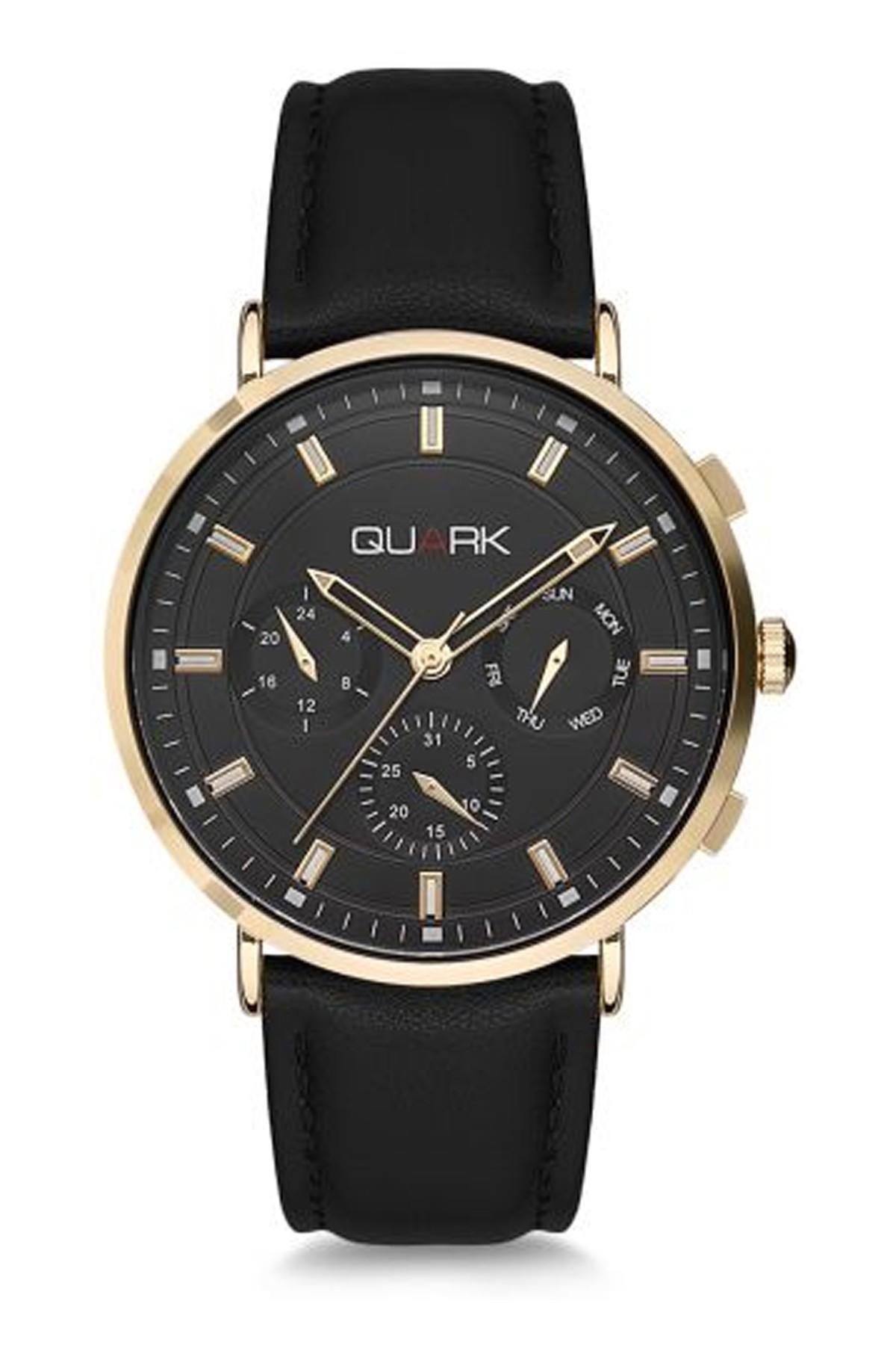 Quark QM-2000G-1A 34 mm Siyah Çelik Kordon Analog Kol Saati