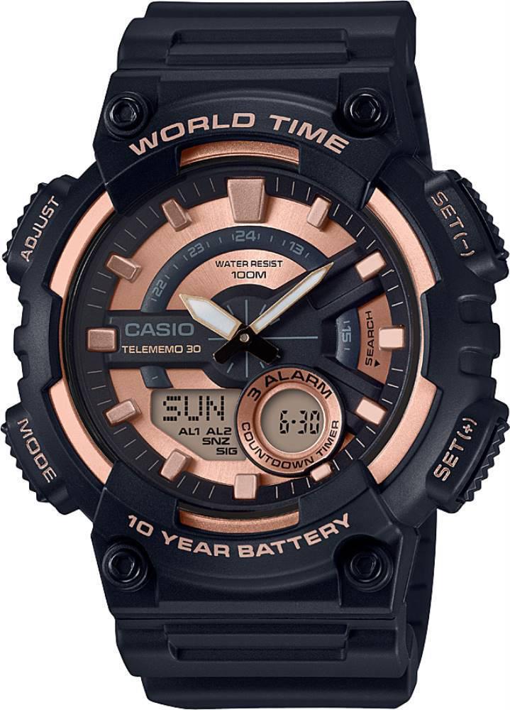 Casio AEQ-110W-1A3VDF Takvimli 46.6 mm Siyah Çelik Kordon Analog Kol Saati