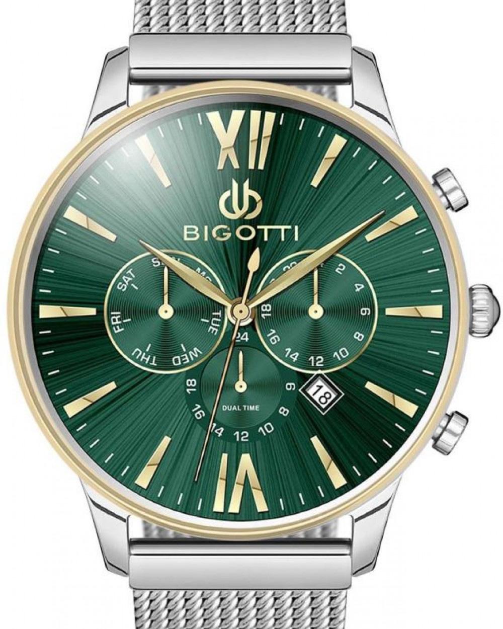 Bigotti BG.1.10258.3 Takvimli 45 mm Çelik-Hasır Kordon Analog Erkek Kol Saati
