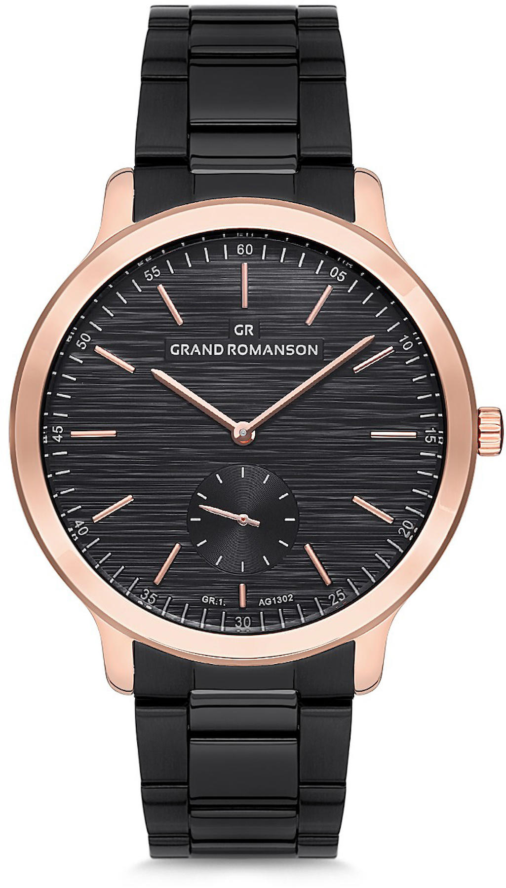 Romanson GR.1.AG1302.14 43 mm Siyah Çelik Kordon Analog Kol Saati