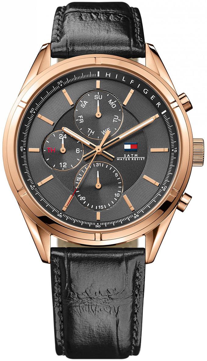 Tommy Hilfiger TH1791125 Takvimli 44 mm Siyah Deri Kordon Analog Kol Saati