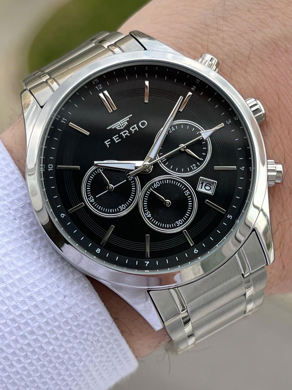 Ferro EFM9A6032FE Su Geçirmez Takvimli 44 mm Çelik Kordon Analog Erkek Kol Saati