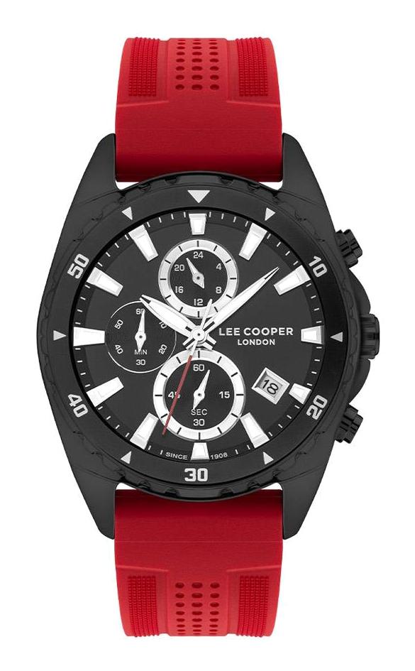 Lee Cooper LC07527.658-MP Takvimli 44 mm Kırmızı Silikon Kordon Analog Erkek Kol Saati