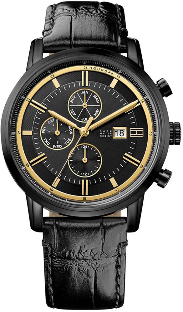 Tommy Hilfiger TH1791245 Takvimli 44 mm Siyah Deri Kordon Analog Kol Saati