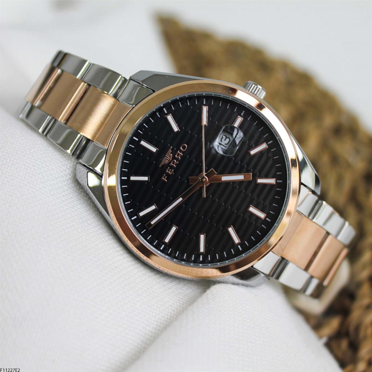 Ferro F11227E2 Takvimli 41 mm Altın-Metal Kordon Analog Erkek Kol Saati