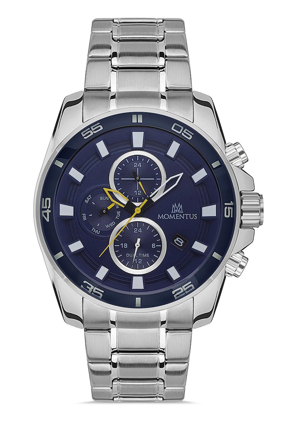 Momentus SC367T-11SS Takvimli 44 mm Çelik Kordon Analog Erkek Kol Saati