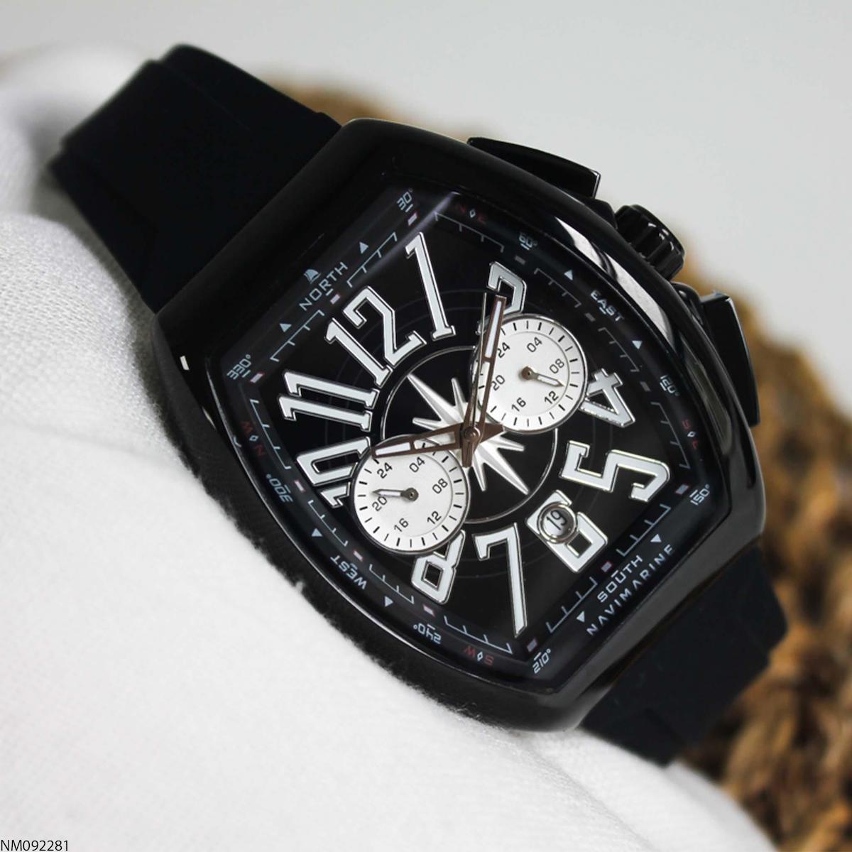 Navimarine NM092281 Takvimli 46-50 mm Siyah Silikon Kordon Analog Erkek Kol Saati