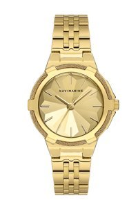 Navimarine NM171-05 34 mm Altın Çelik Kordon Analog Kol Saati
