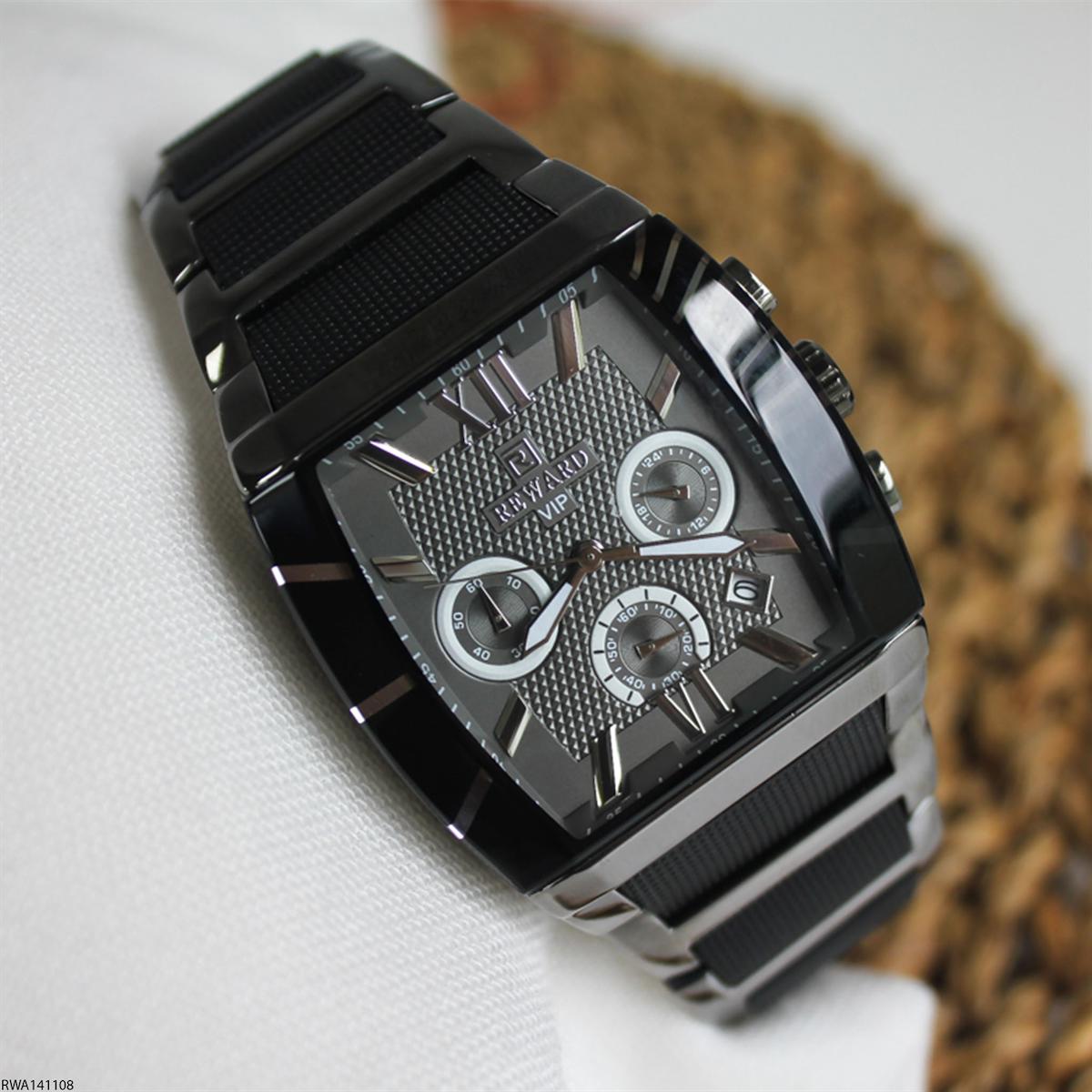 Reward RWA141108 Takvimli 45 mm Gri-Siyah Silikon Kordon Analog Erkek Kol Saati