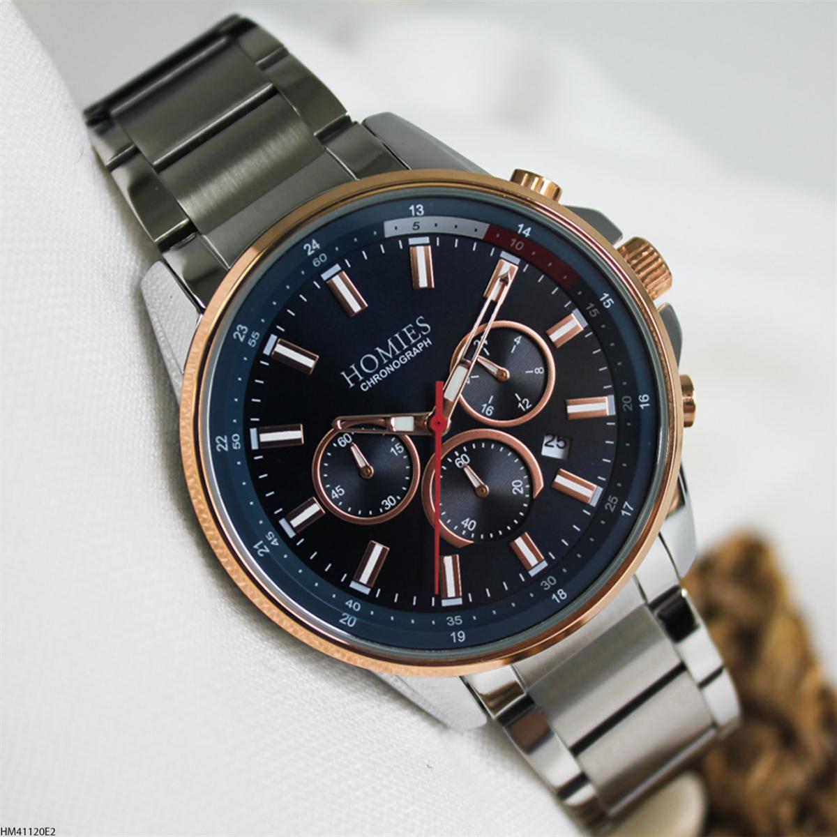 Homies HM41120E2 Pusulalı Takvimli 45 mm Metal Kordon Analog Erkek Kol Saati