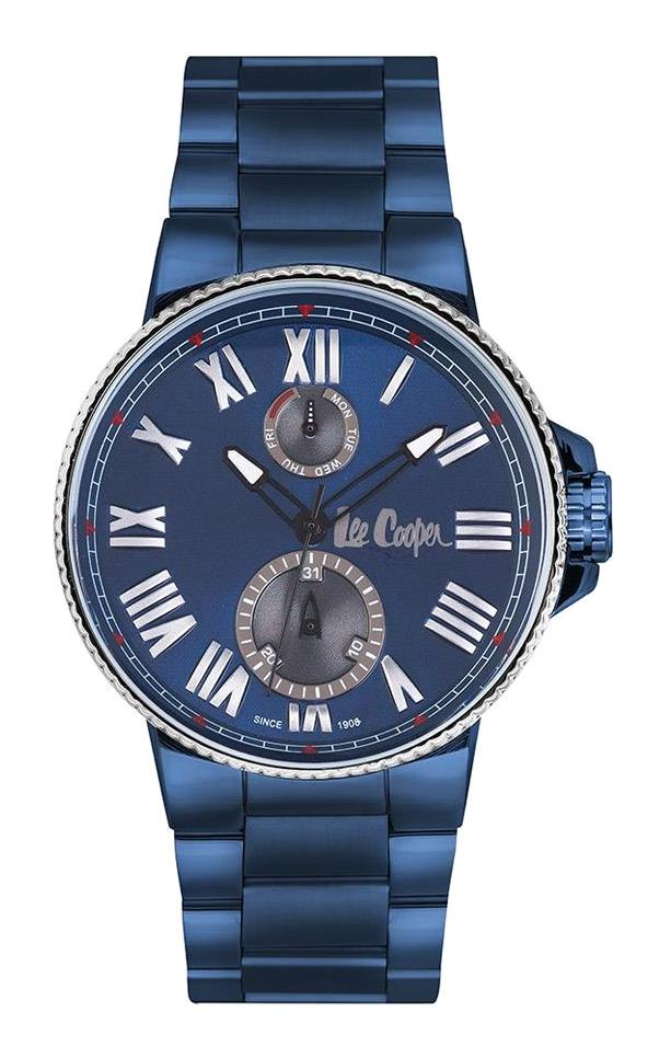 Lee Cooper LC06881.990 Takvimli 45 mm Lacivert Çelik Kordon Analog Erkek Kol Saati