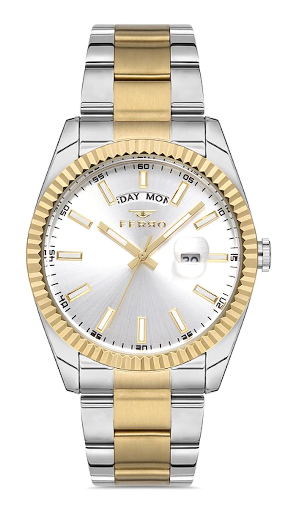 Ferro F11211A-D Takvimli 41 mm Metal Kordon Analog Erkek Kol Saati