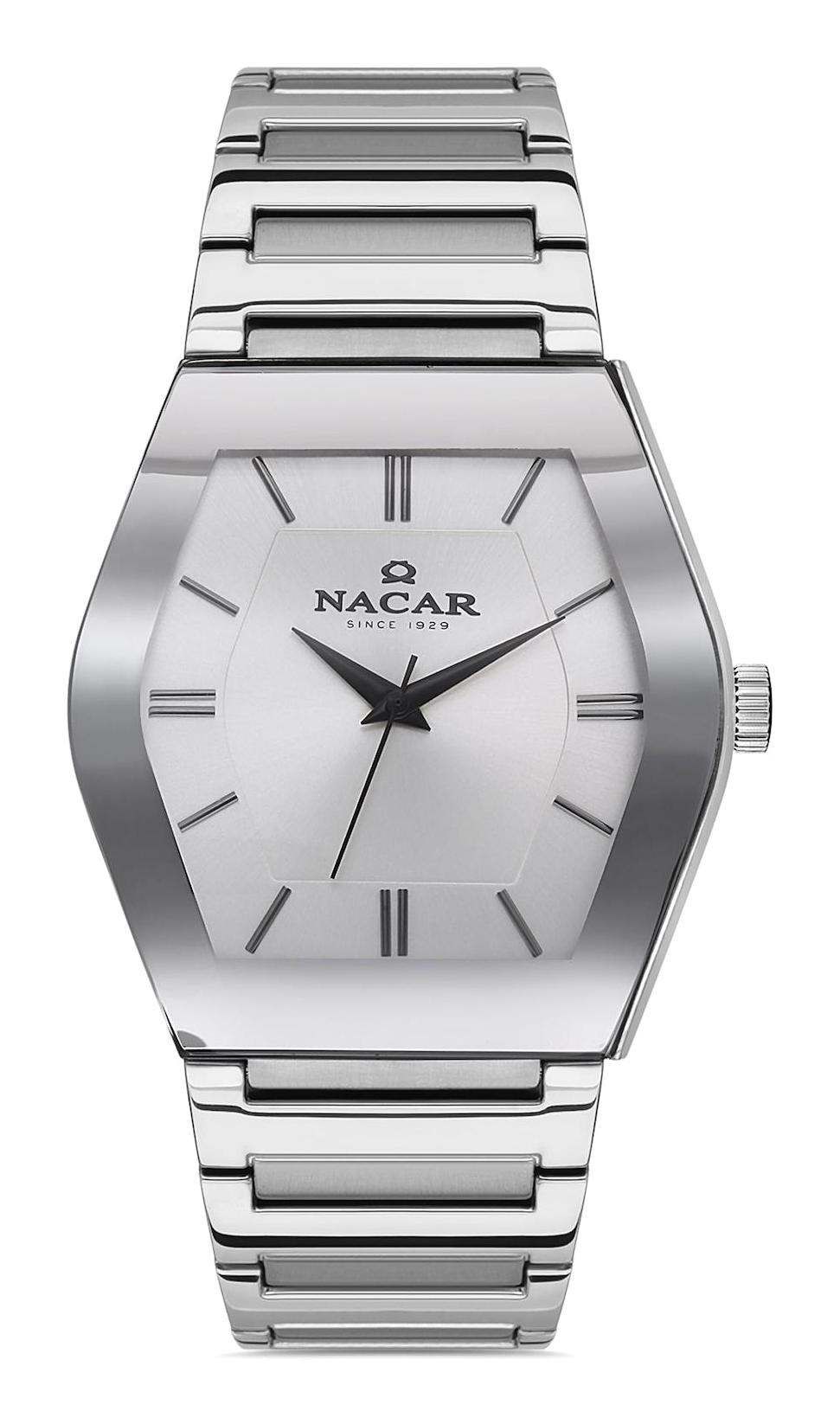 Nacar 34291046ASSM Takvimli 44 mm Çelik Kordon Analog Kol Saati