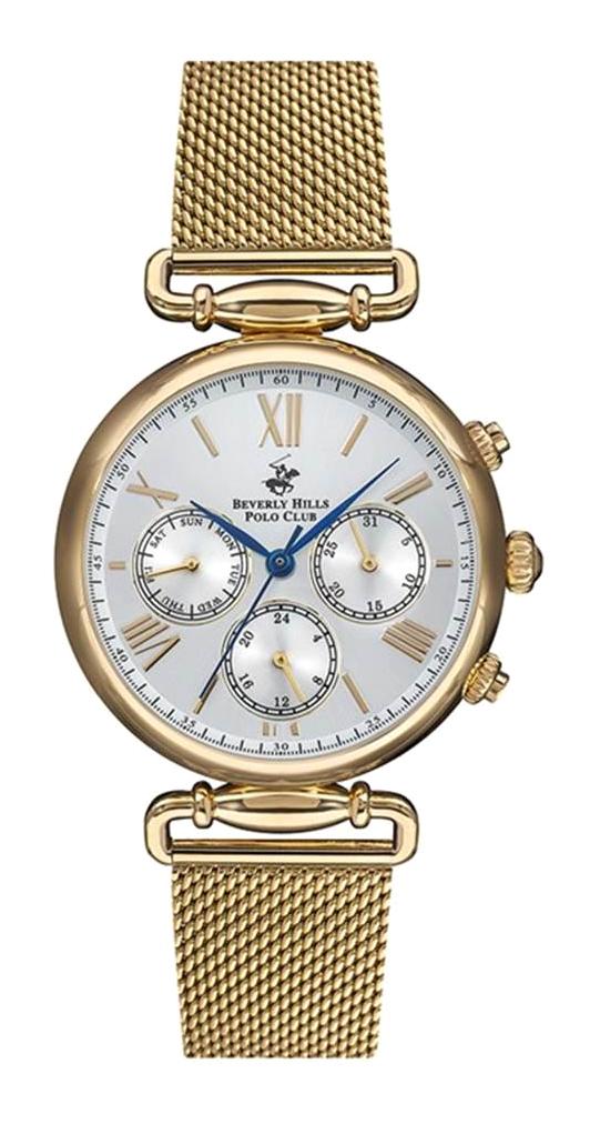 Beverly Hills Polo Club BP3148X130 Takvimli 36-40 mm Altın Çelik Kordon Analog Kol Saati