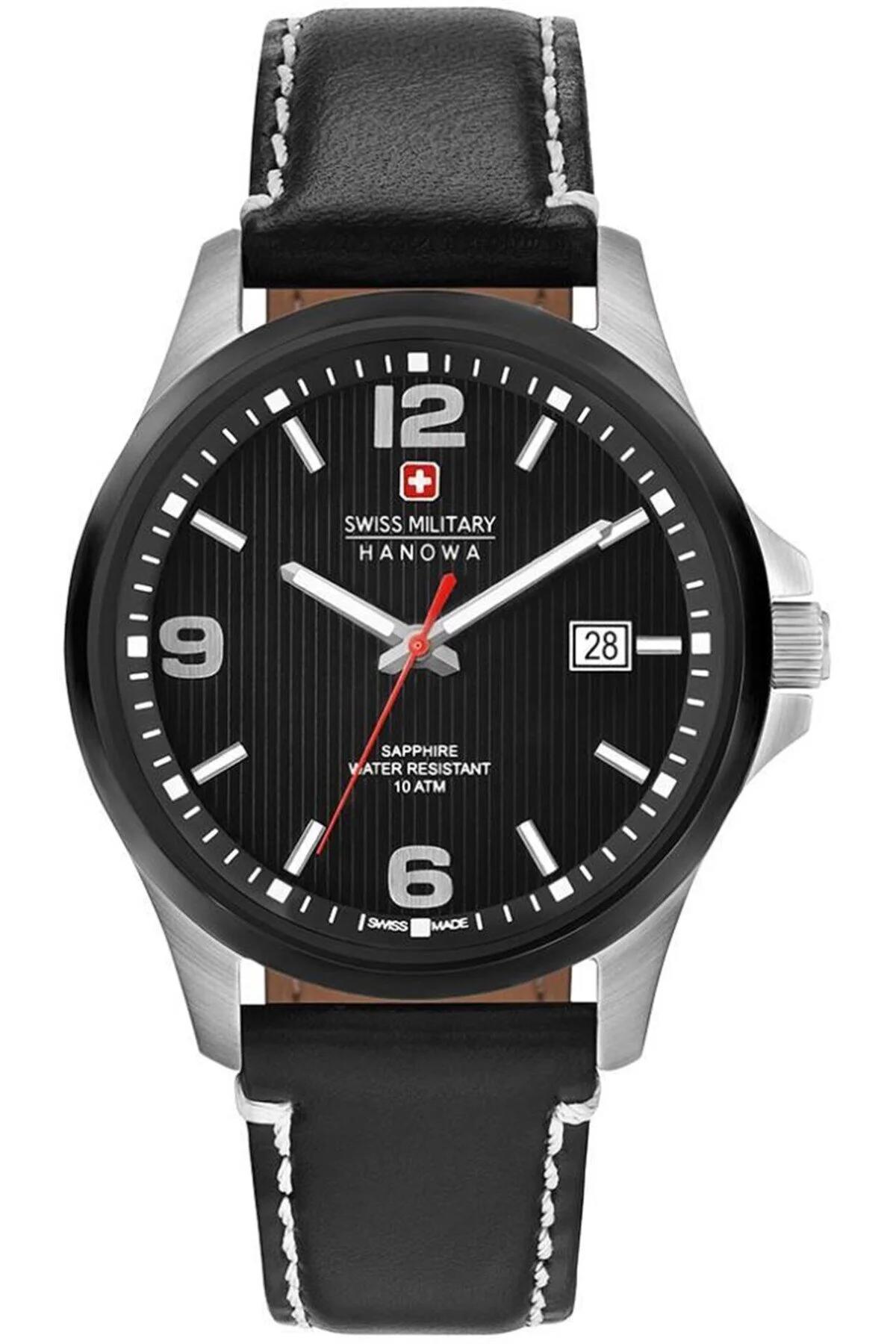 Swiss Military 06-4277.33.007 Takvimli 44 mm Siyah Deri Kordon Analog Erkek Kol Saati