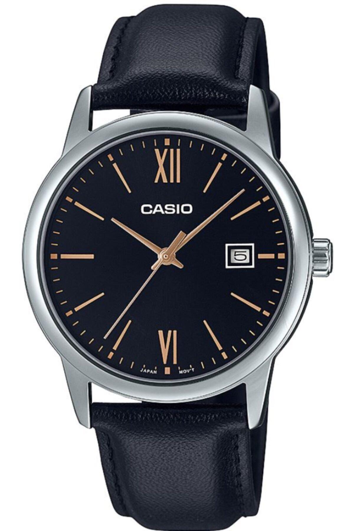Casio MTP-V002L-1B3UDF Takvimli 37 mm Siyah Deri Kordon Analog Erkek Kol Saati