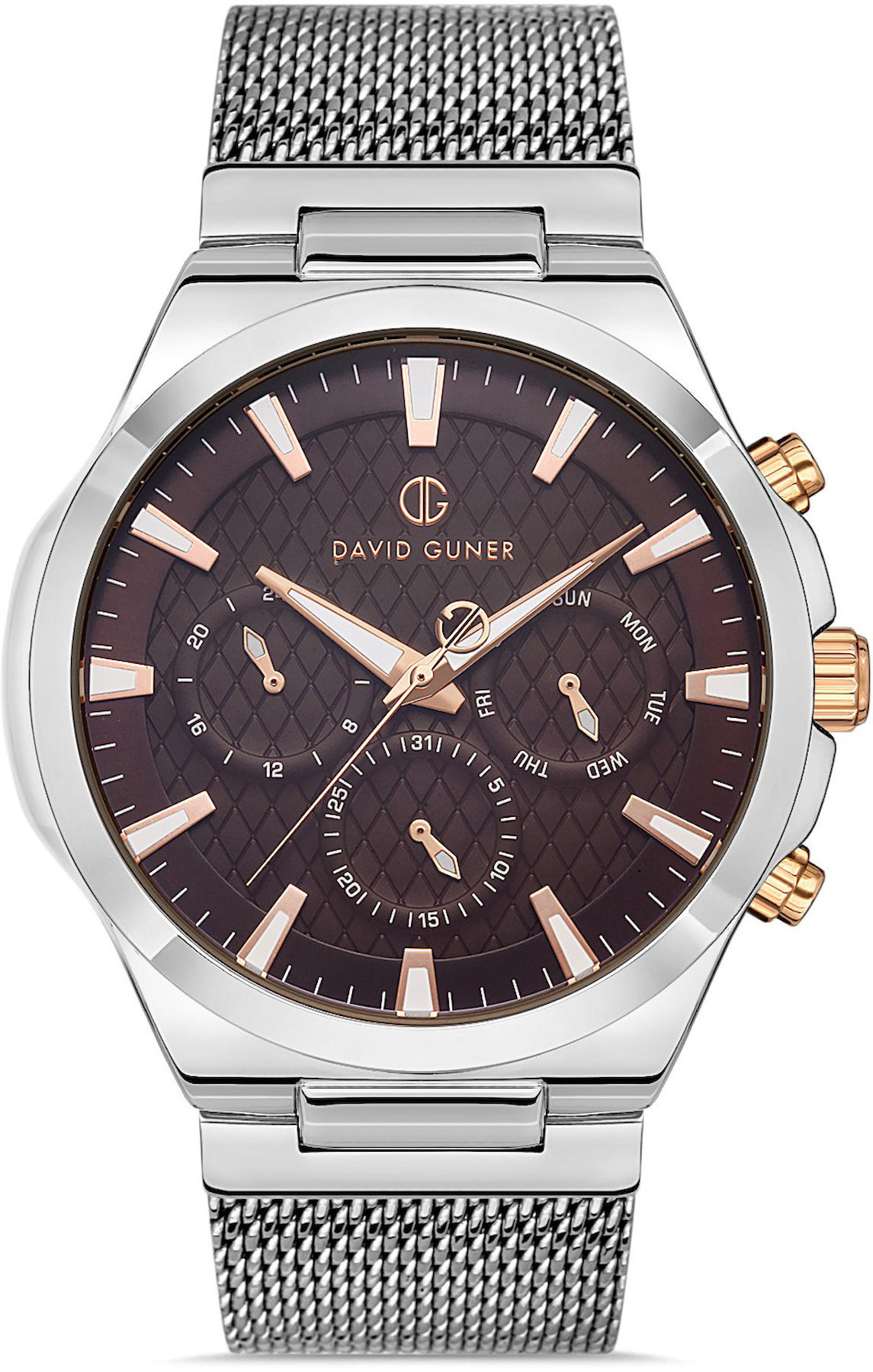 David Guner DG-8385GC-A6 Takvimli 42 mm Çelik Kordon Analog Kol Saati