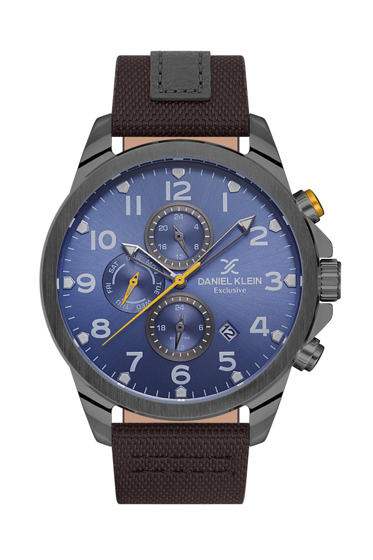 Daniel Klein DK.1.13538.4 Takvimli 45 mm Kahverengi Deri Kordon Analog Erkek Kol Saati