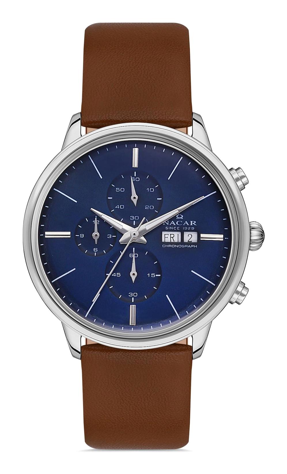 Nacar 36296901ALL2 Takvimli 44 mm Kahverengi Çelik Kordon Analog Kol Saati