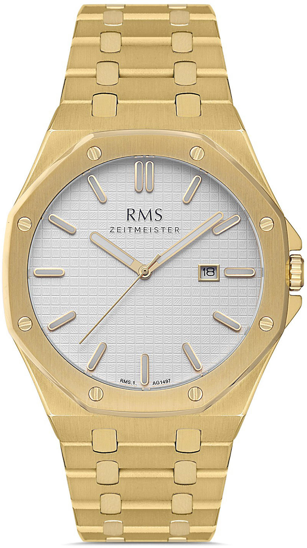 Romanson RMS.1.AG1497.06 Takvimli 40 mm Altın Çelik Kordon Analog Kol Saati