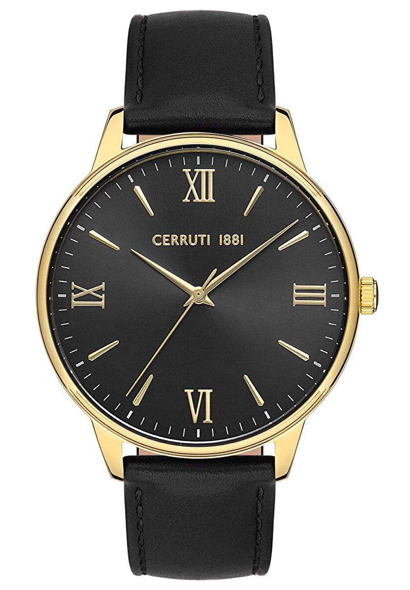 Cerruti 1881 CIWGA2229906 43 mm Siyah Deri Kordon Analog Erkek Kol Saati