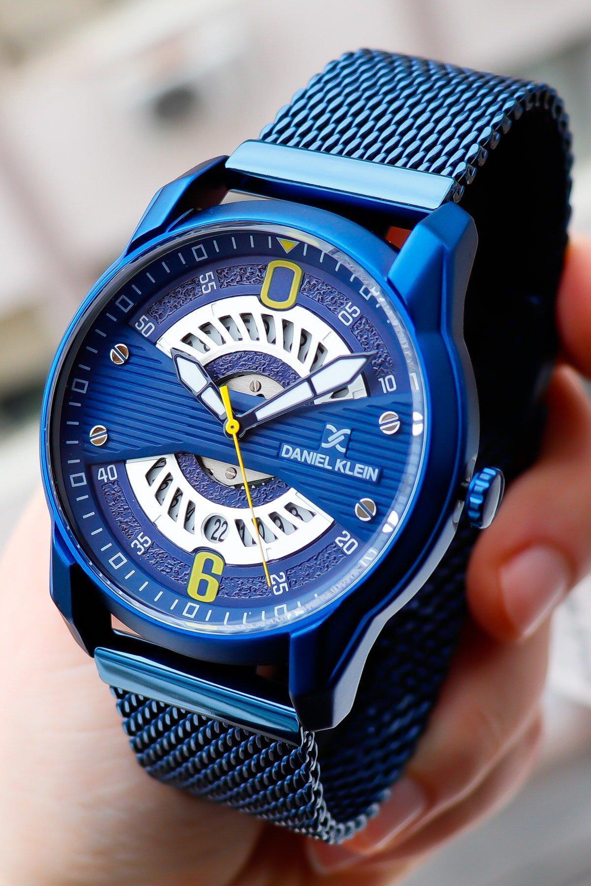 Daniel Klein DK012151B Takvimli 45 mm Lacivert Çelik Kordon Analog Erkek Kol Saati
