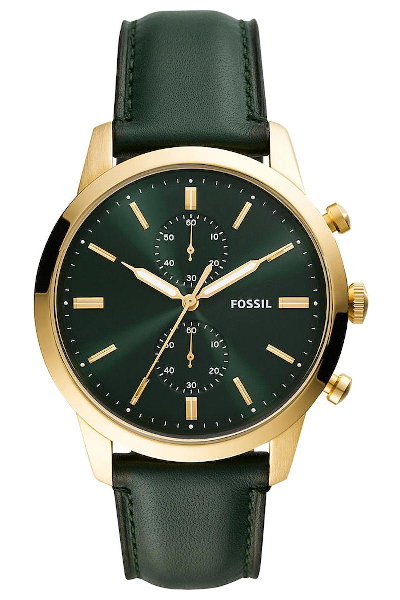 Fossil FS5599 44 mm Yeşil Deri Kordon Analog Erkek Kol Saati
