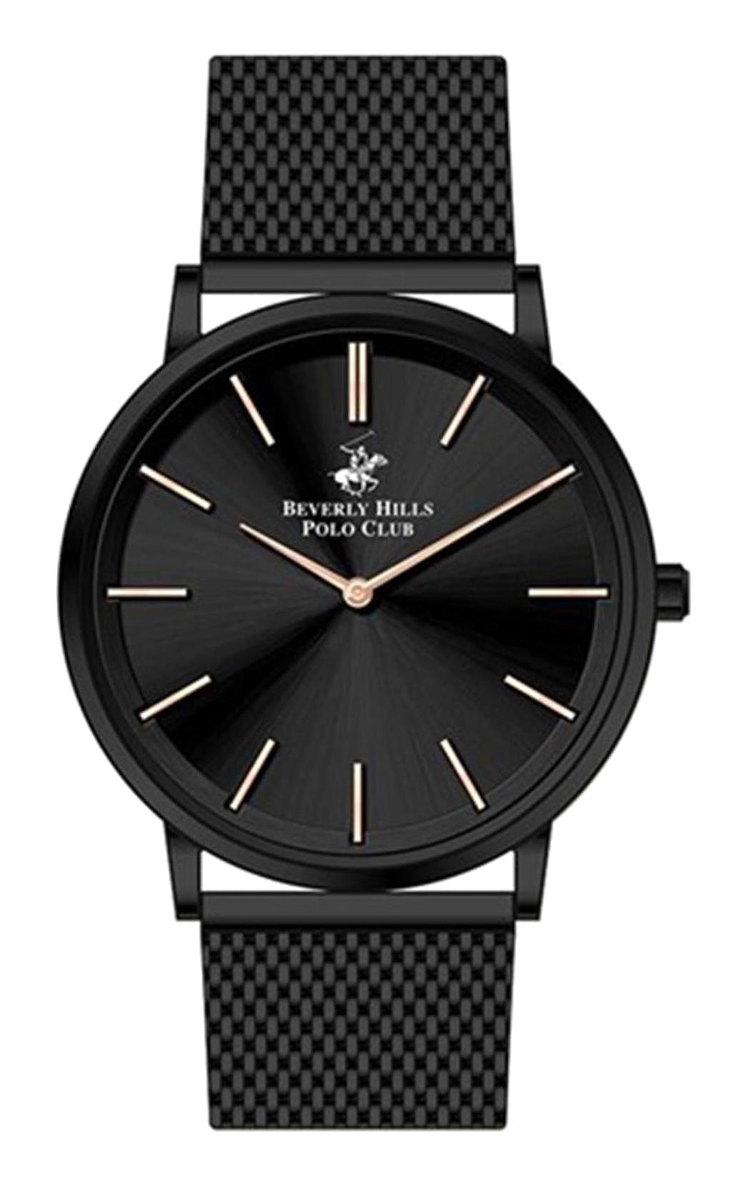 Beverly Hills Polo Club BP3244X650 Siyah Çelik-Hasır Kordon Analog Erkek Kol Saati