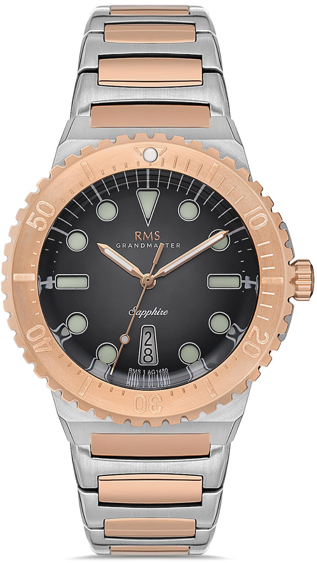 Romanson RMS.1.AG1480.08 Takvimli Gri-Rose Gold Çelik Kordon Analog Kol Saati