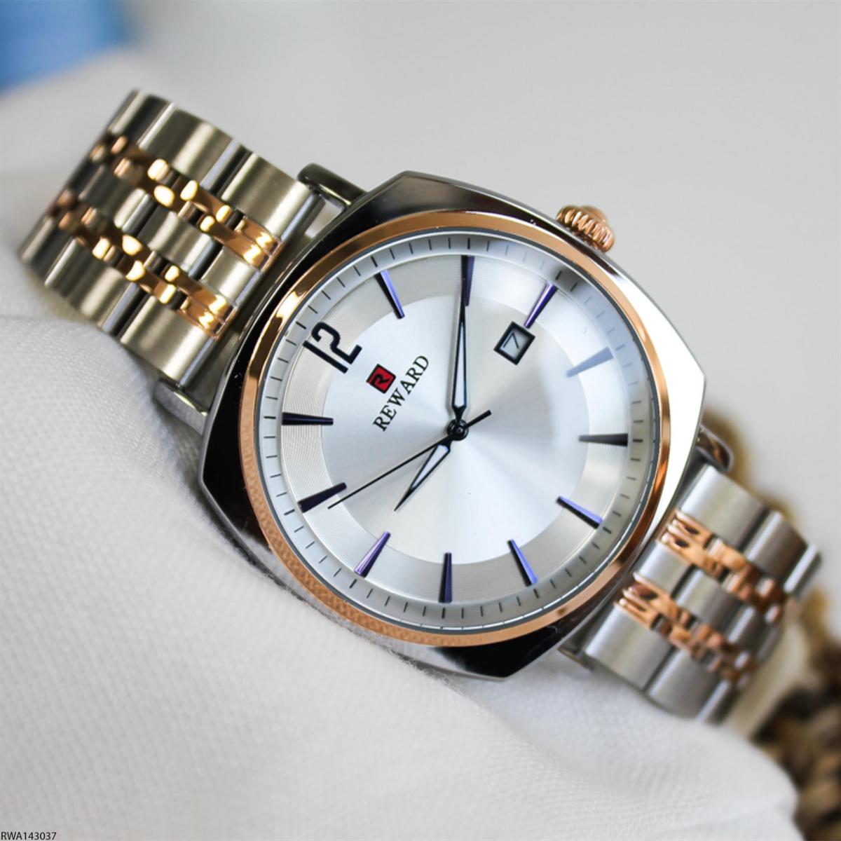 Reward RWA143037 Takvimli 43 mm Gri-Rose Gold Çelik Kordon Analog Erkek Kol Saati