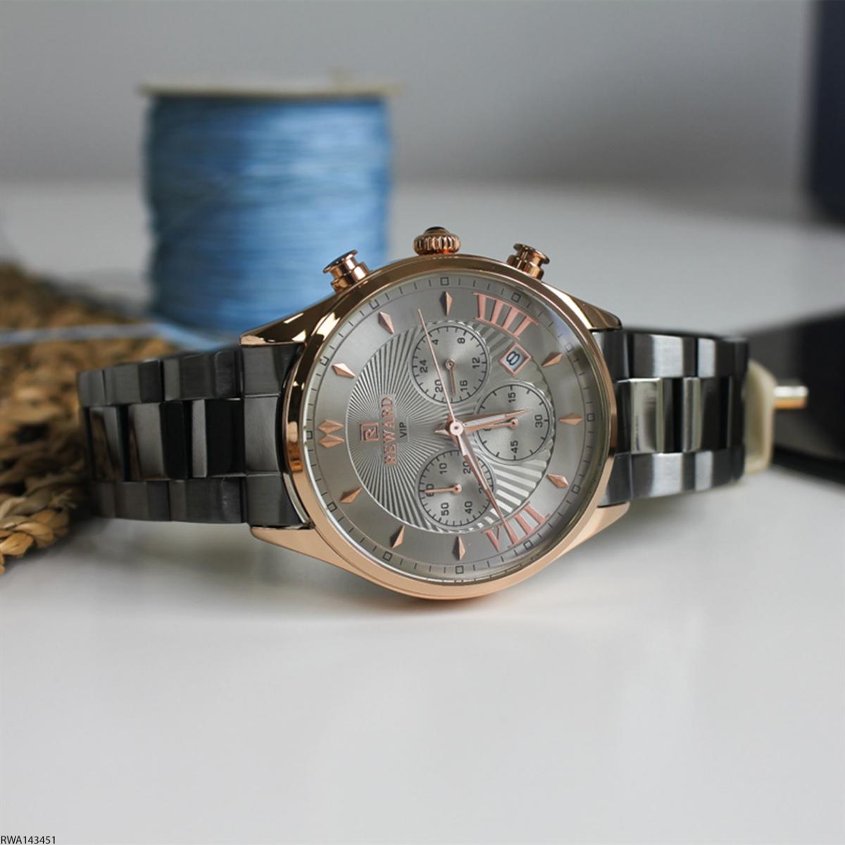 Reward RWA143451 Takvimli 43 mm Füme Çelik Kordon Analog Erkek Kol Saati