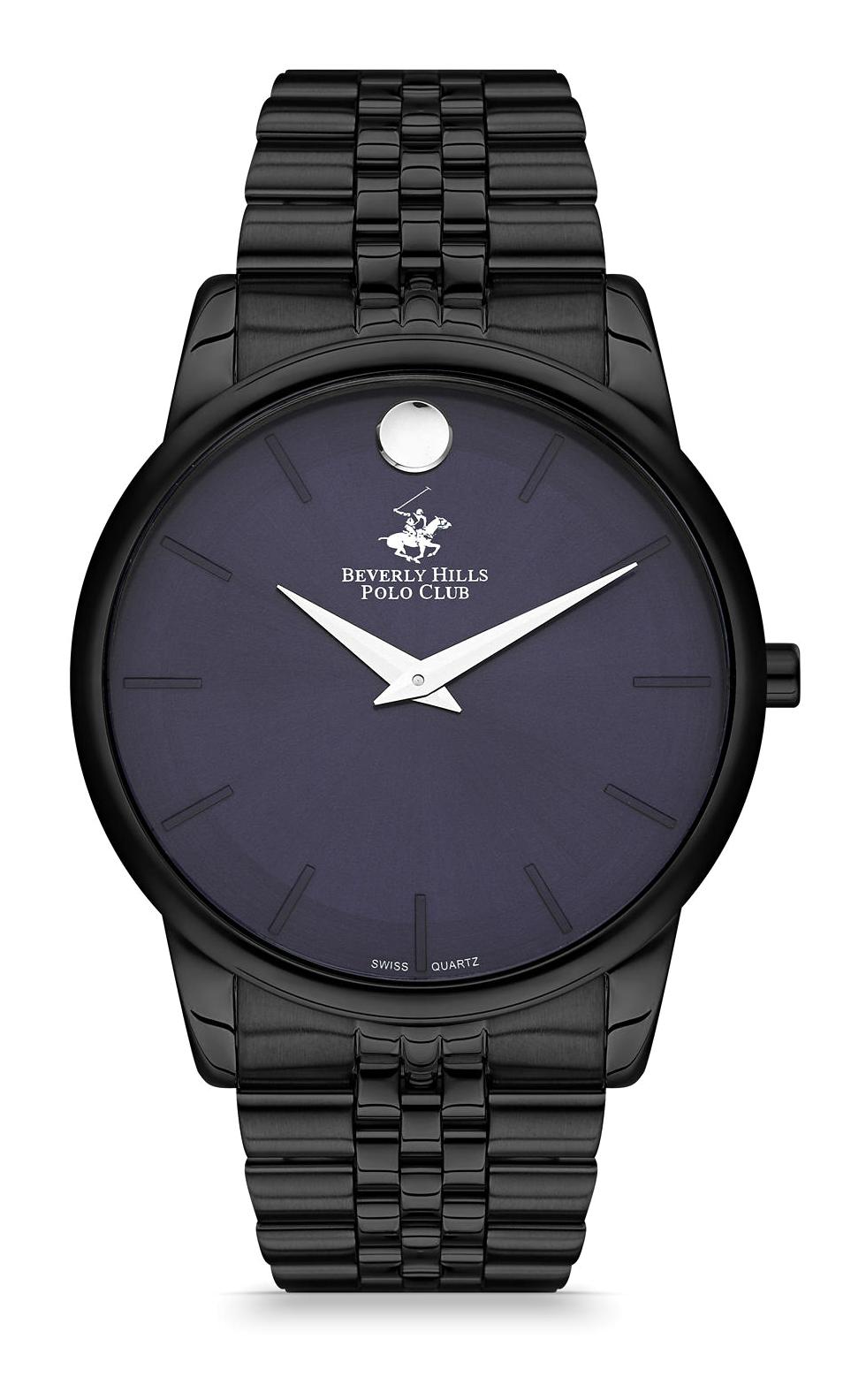 Beverly Hills Polo Club BH954404 Takvimli 42 mm Siyah Çelik Kordon Analog Erkek Kol Saati
