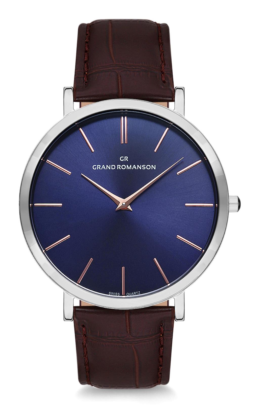 Romanson GR.1.AG1239.18 41 mm Kahverengi Deri Kordon Analog Erkek Kol Saati