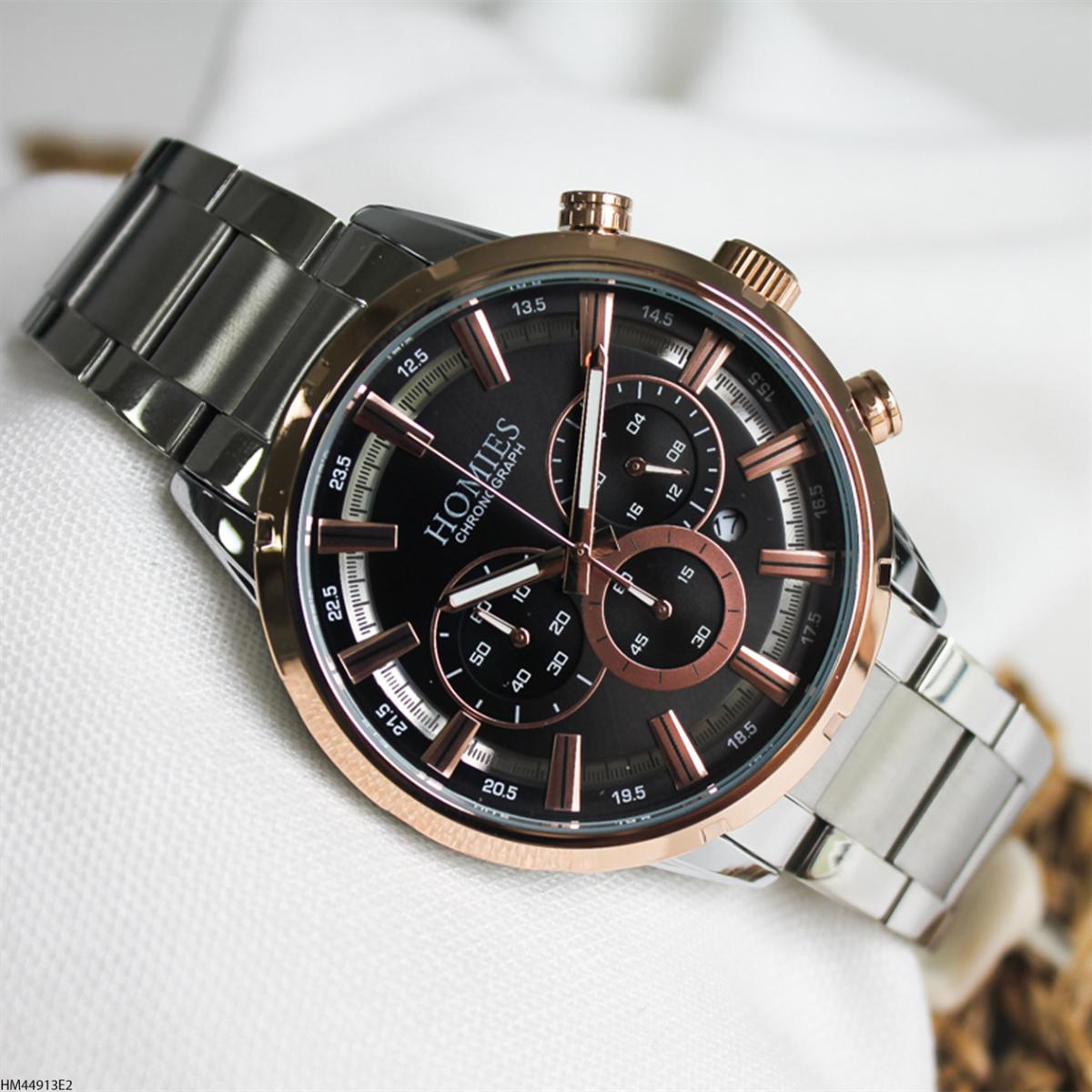 Homies HM44913E2 Pusulalı Takvimli 45 mm Metal Kordon Analog Erkek Kol Saati
