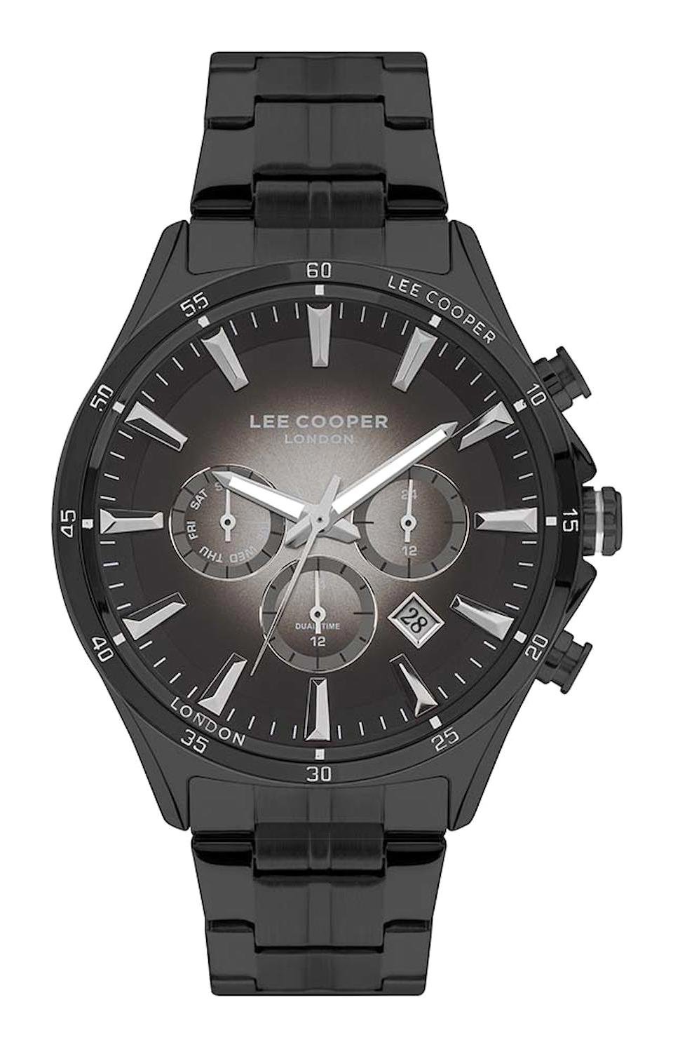 Lee Cooper LC07375.650-NM Takvimli Siyah Çelik Kordon Analog Erkek Kol Saati