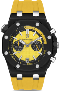 Pacomarine PM.61159.04 Takvimli 42 mm Sarı Silikon Kordon Analog Kol Saati