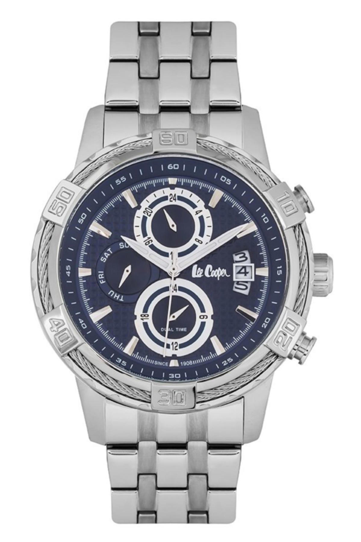 Lee Cooper LC06650.390 Takvimli 44 mm Çelik Kordon Analog Erkek Kol Saati