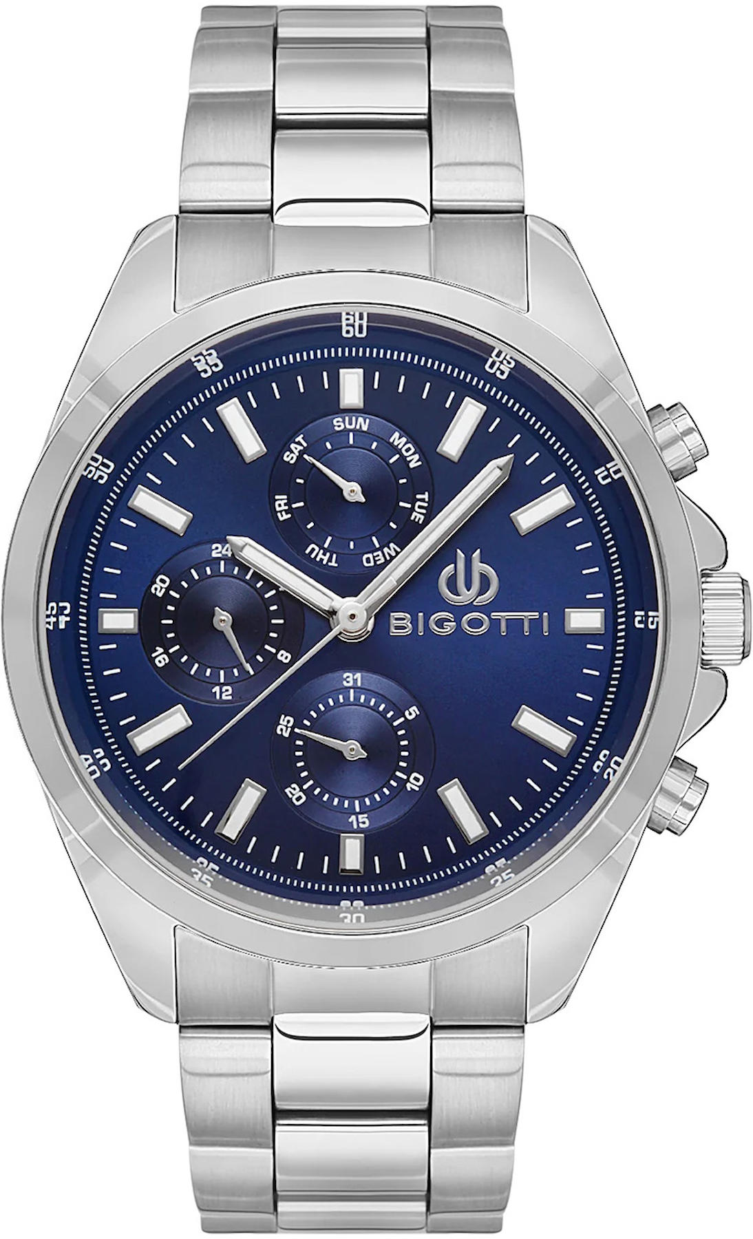 Bigotti BG.1.10470.3 Takvimli 44 mm Çelik Kordon Analog Kol Saati