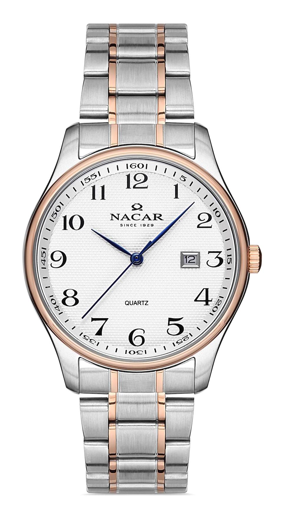 Nacar 35290036EWM Takvimli 44 mm Çelik Kordon Analog Kol Saati