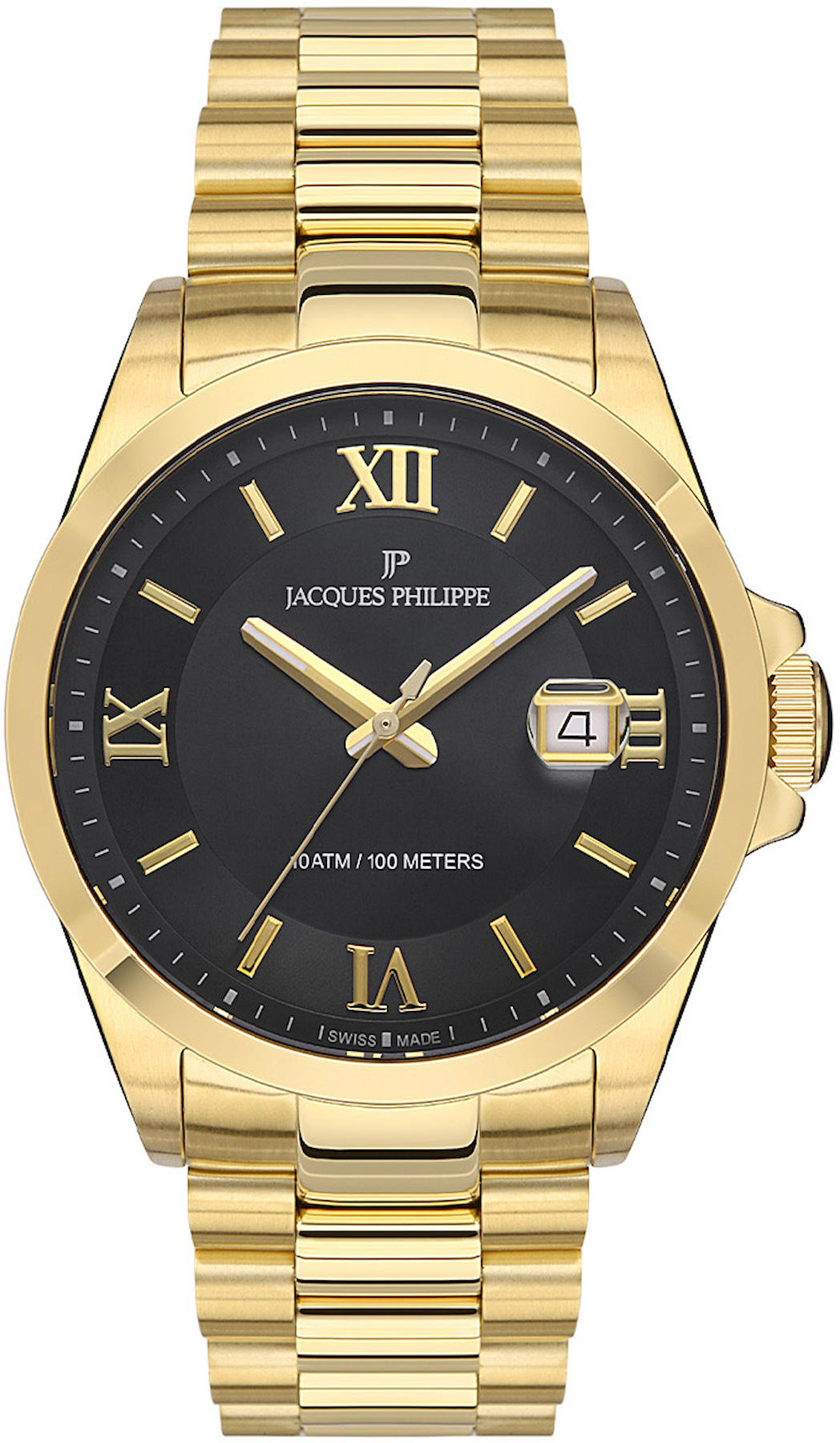 Jacques Philippe JPQGS332314 Takvimli 41 mm Altın Çelik Kordon Analog Erkek Kol Saati