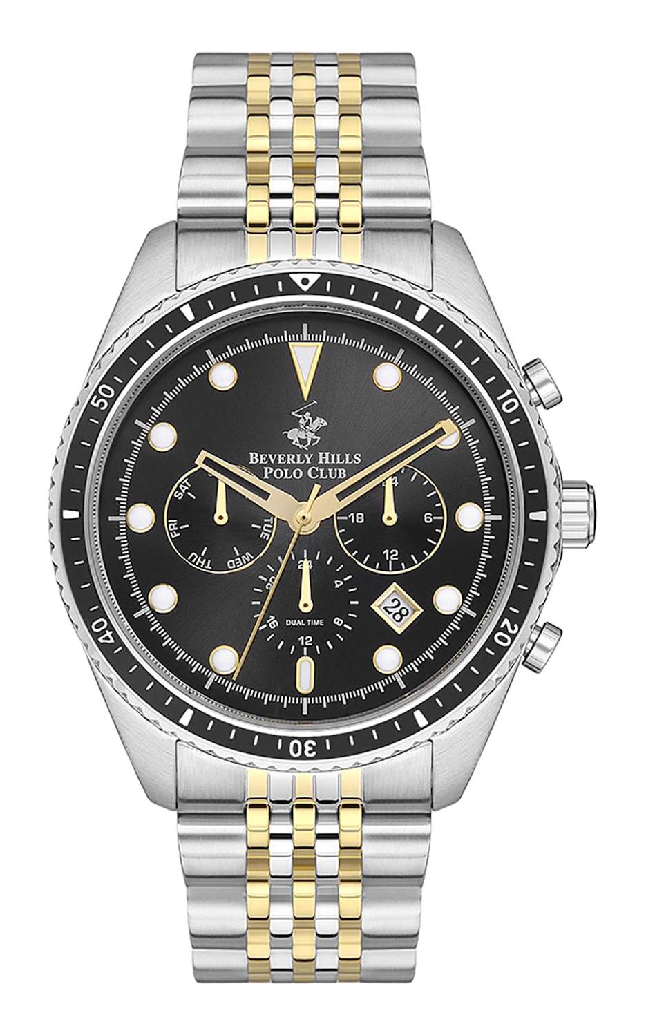 Beverly Hills Polo Club BP3354X250 Takvimli 44 mm Altın-Çelik Kordon Analog Erkek Kol Saati