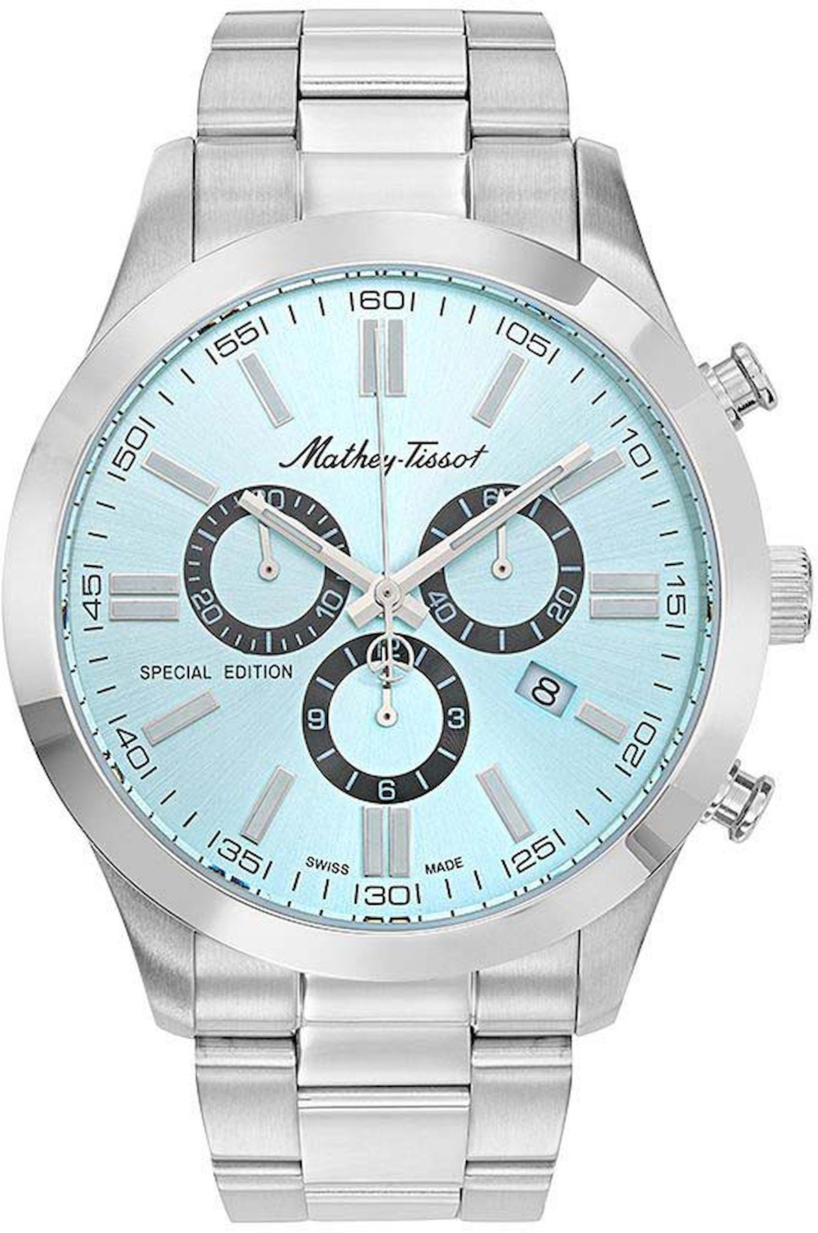 Mathey-Tissot H455CHSK Takvimli 44 mm Çelik Kordon Analog Kol Saati